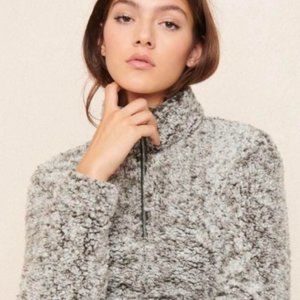 GARAGE Fuzzy Sherpa Half-Zip Pullover Sweater